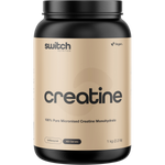 1kg tub of Switch Nutrition Creatine 100% Pure Micronized Monohydrate Unflavoured on a white background.