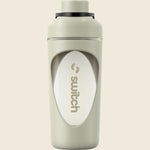 Sage green 800ml Switch Nutrition shaker bottle with a black lid, flip cap, and internal blender ball.