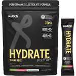 Box of 20 Kiwi Watermelon Switch Nutrition Perform Hydrate sachets with one sachet displayed in front.