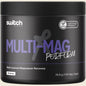 120 capsules of Switch Nutrition Multi-Mag Perform in a white bottle with a blue and black label.