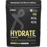 Single 8.5g lemon lime Switch Nutrition Hydrate Perform sachet with green and yellow accents on a white background.
