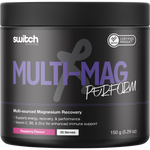 150g tub of Switch Nutrition Perform Multi-Mag Raspberry flavored magnesium supplement powder.