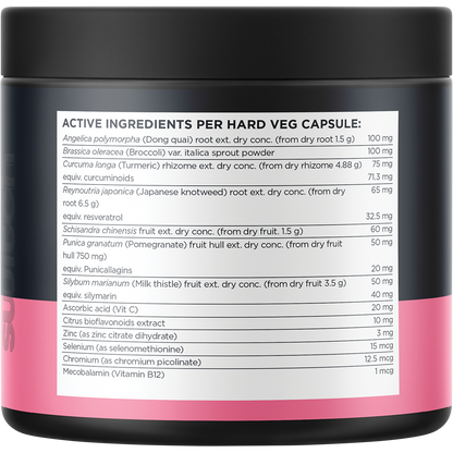 The back label of a Switch Nutrition Estro bottle, detailing ingredients, directions, and nutritional information.