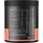 Back view of Switch Nutrition Amino Mango Kiwi 210g tub showing nutritional information and directions.