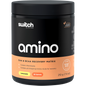 210g tub of Switch Nutrition Amino EAA and BCAA Electrolyte Recovery in Lemonade flavor on a white background.