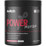 420g tub of Switch Nutrition Perform Power Pre-Workout Blend in strawberry kiwi flavour.