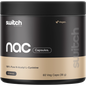 Switch Nutrition NAC 100% N-Acetyl L-Cysteine 60 Capsules bottle with a blue and black label on a white background.