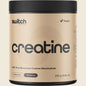 Switch Nutrition Creatine 100% Pure Micronized Monohydrate Unflavoured 250g tub on a white background.