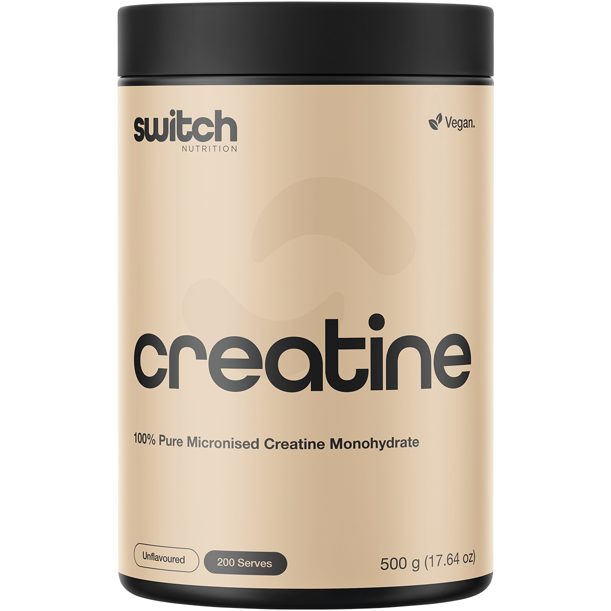 500g tub of Switch Nutrition Creatine 100% Pure Monohydrate Unflavoured powder on a white background.