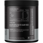 Back of a 150g tub of Switch Nutrition Colostrum powder showing nutritional facts and ingredients.