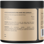 Back of Switch Nutrition Ashwagandha 60 capsules bottle showing ingredients, directions, and storage info.