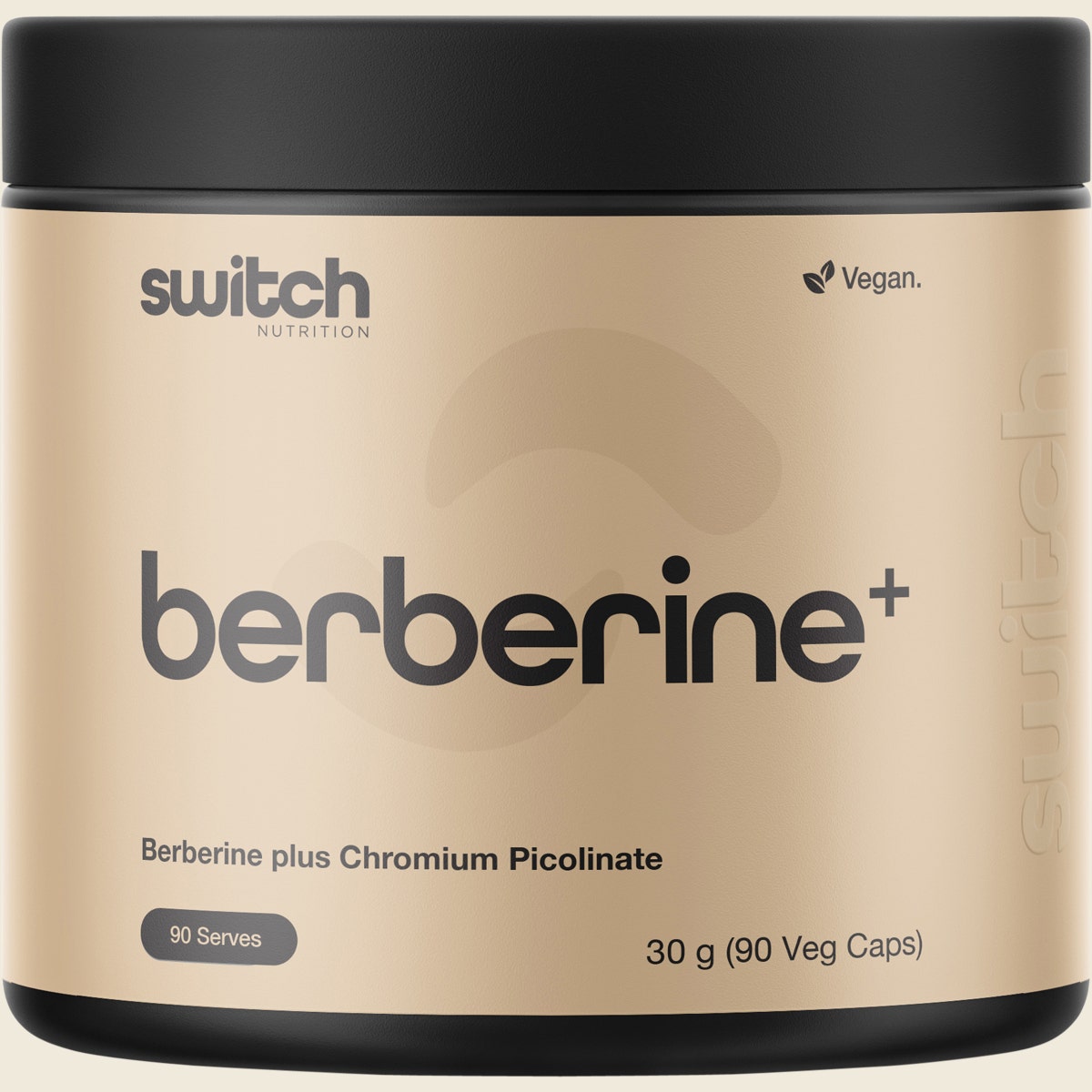 Switch Nutrition Berberine+ Plus Chromium Picolinate 90 capsules tub featuring a white and green label.