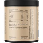 Back view of Switch Nutrition Glycine 200g tub showing nutritional panel, ingredients, and usage directions.
