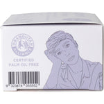 Right side of Shampoo With A Purpose Dry or Damaged Hair bar box with floral designs and brand mission statement.