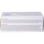 Top view of a Shampoo With A Purpose bar box for dry hair, featuring purple and blue floral patterns on white.