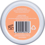 Back of Thrive Scented Whipped Tallow Moisturiser 70ml jar with ingredients, benefits, and usage directions.