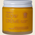 100ml jar of Thrive Tallow Vitamin C Glow Creme with botanical illustrations on a white background.