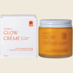 Thrive Tallow Vitamin C Glow Creme 100ml jar and box set featuring botanical illustrations on a white background.