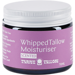 70ml glass jar of Thrive Tallow Whipped Tallow Moisturiser with Ylang Ylang and Vanilla on a white background.