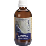 200ml bottle of T.J. Clark Colloidal Minerals Original with a black and gold label on a white background.