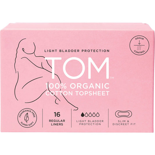 TOM Organic Liners Light Bladder Protection Regular 16 Pack (Pack of 4)
