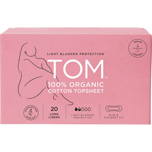 TOM Organic Liners Light Bladder Protection Long 20 Pack (Pack of 4)