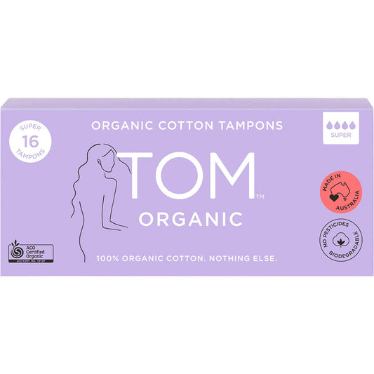 TOM Organic Tampons Super 16 Pack (Pack of 12)