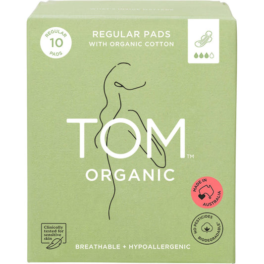TOM Organic Pads Regular 10 Pack (Pack of 6)
