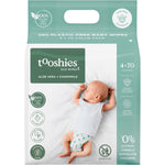 Tooshies 4-pack of Aloe Vera and Chamomile eco wipes in a green value box with a resealable lid.