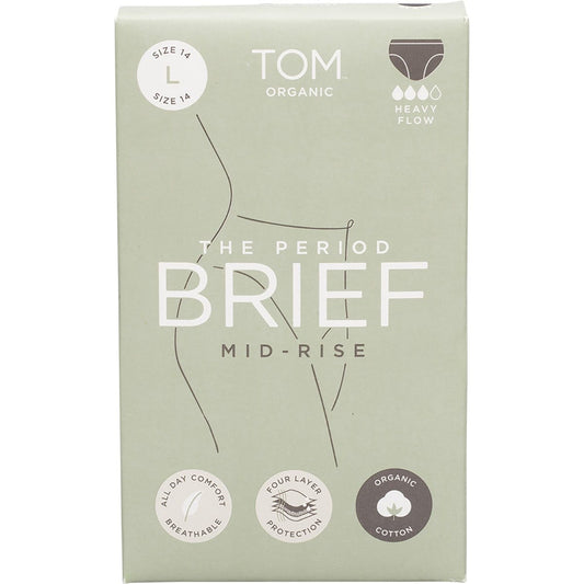 TOM Organic The Period Brief Mid Rise Black Large (Pack of 8)