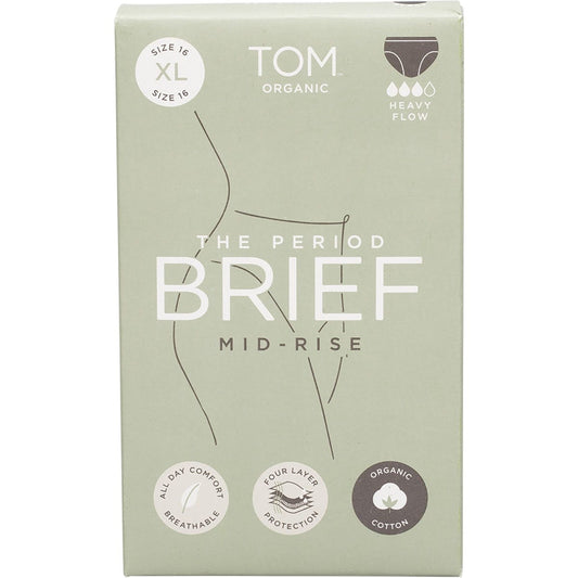 TOM Organic The Period Brief Mid Rise Black XL (Pack of 8)