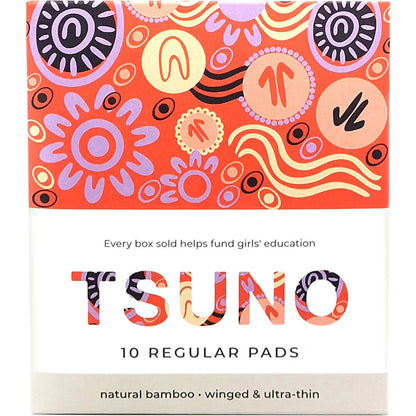 Tsuno Natural Bamboo Pads Regular Winged & Ultra Thin(Packaging colours may vary) 10 Pack