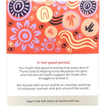 Back of Tsuno Natural Bamboo Pads 10 pack box with ingredients, product benefits, and use instructions.