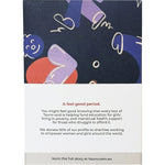 Back of a Tsuno Overnight Bamboo Pads box with product details, charity information, and environmental benefits.