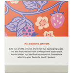 Left side of a Tsuno Natural Bamboo Pads 30-pack box highlighting product benefits and sustainable materials.