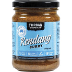 240g jar of Turban Chopsticks Rendang Curry Paste featuring an orange label with aromatic spice illustrations.