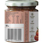 Side view of Turban Chopsticks Tomato Chutney 190g jar showing ingredients and nutritional information.