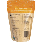 The Fresh Chai Co. 125g Golden Turmeric Blend bag shown with a wooden spoon and loose leaf chai on a white background.