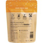 Back of a 250g bag of The Fresh Chai Co. Golden Turmeric Blend showing ingredients and organic certification.