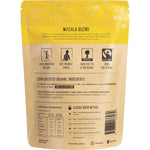 The Fresh Chai Co. Masala Blend 250g bag of honey-soaked chai with botanical spice illustrations on white.
