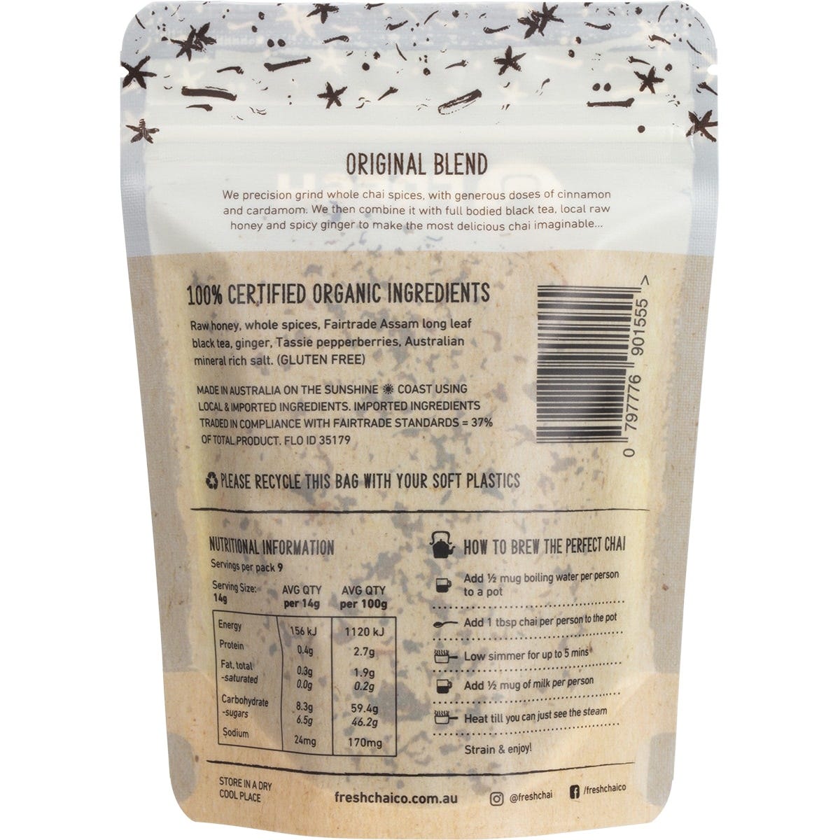 The Fresh Chai Co. Original Blend Fresh Sticky Chai 125g Payless 4 Organics