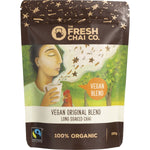 250g bag of The Fresh Chai Co. Vegan Original Blend Long Soaked Chai with organic agave and black tea.