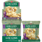 60g bag of The Ginger People Gin Gins Original Chewy Ginger Candy in a yellow and red package on a white background.