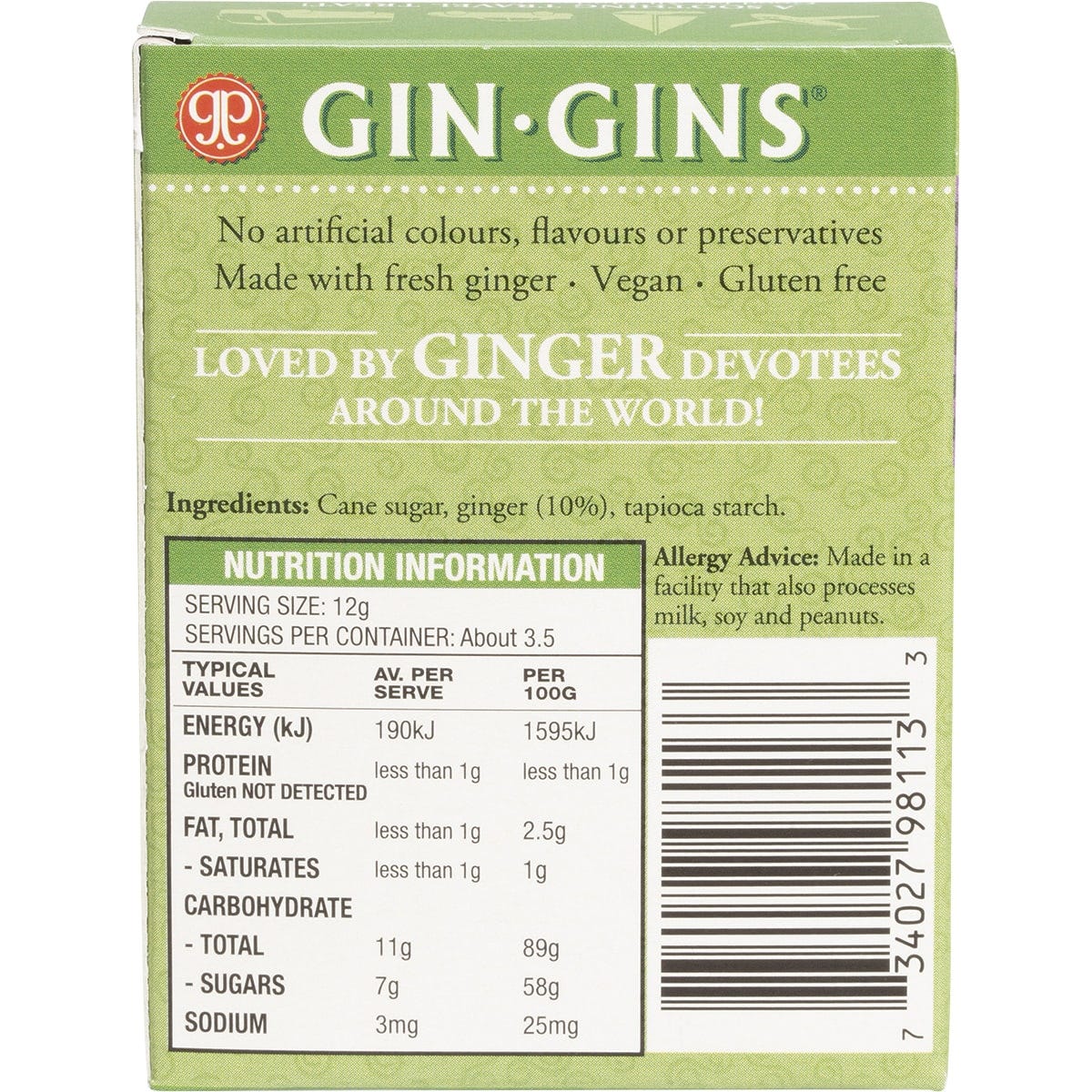 The Ginger People Gin Gins Ginger Candy Chewy Original 42g (Pack of 12) Payless 4 Organics