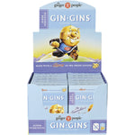 Close-up of an individually wrapped Gin Gins Super Strength ginger candy showing its golden-brown, chewy texture.