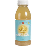 360ml bottle of The Ginger People Gingerade Honey & Lemon featuring real ginger juice and honey on a white background.