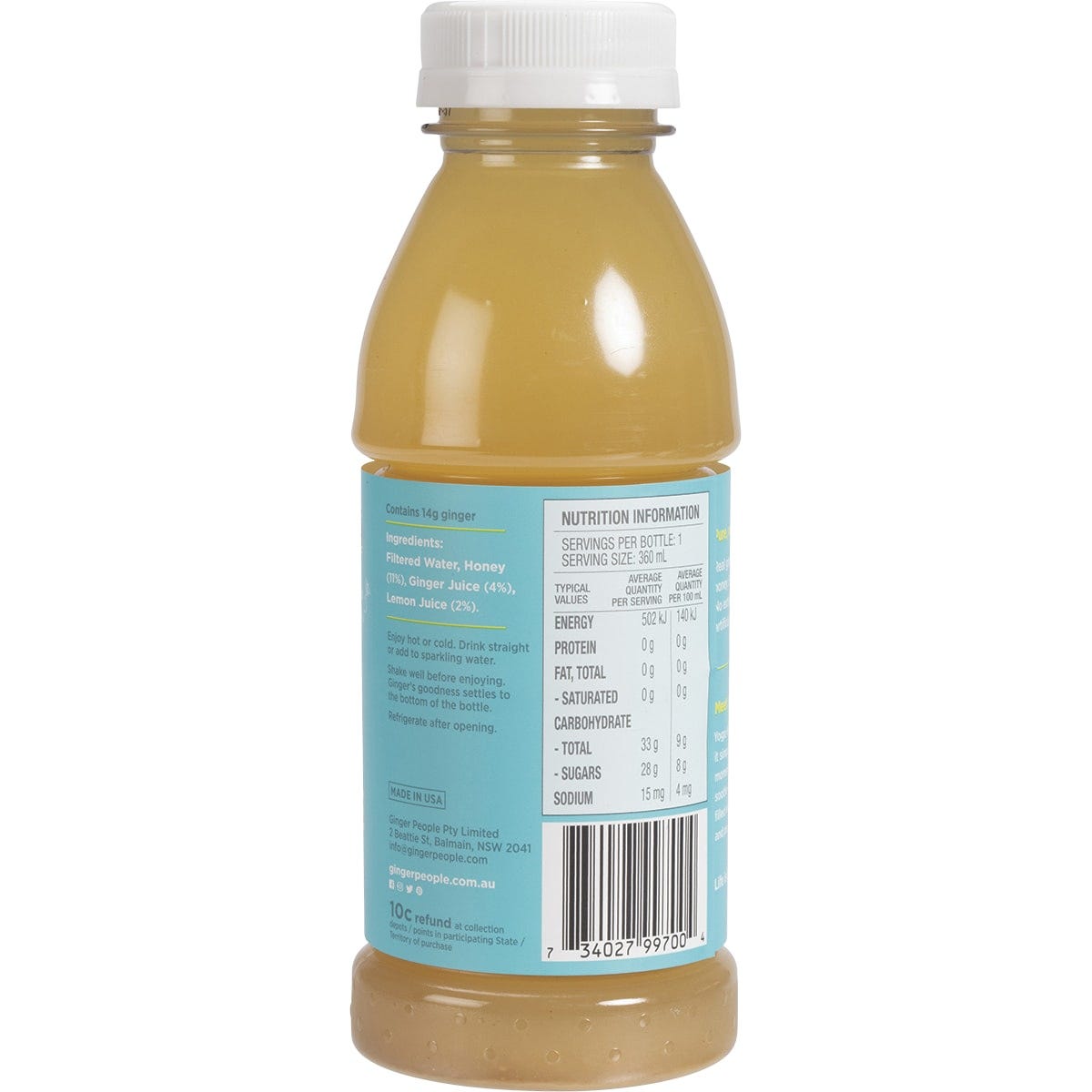 The Ginger People Gingerade Honey & Lemon 360ml Payless 4 Organics