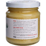 Organic 190g jar of The Ginger People Minced Ginger with a yellow label and silver lid on a white background.