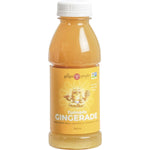 360ml bottle of The Ginger People Turmeric Gingerade featuring a yellow label with ginger and turmeric illustrations.