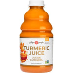 946ml bottle of The Ginger People Turmeric Juice 99% with a yellow label and orange cap on a white background.